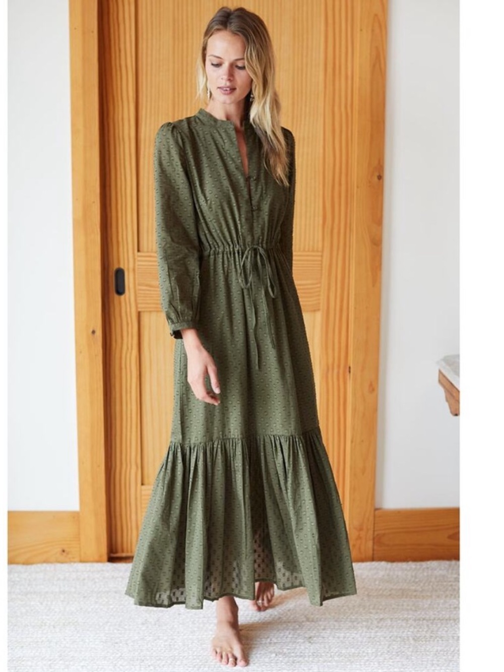 Emerson Fry Frances Dress 3 - Moss Swiss Dot Organic Green